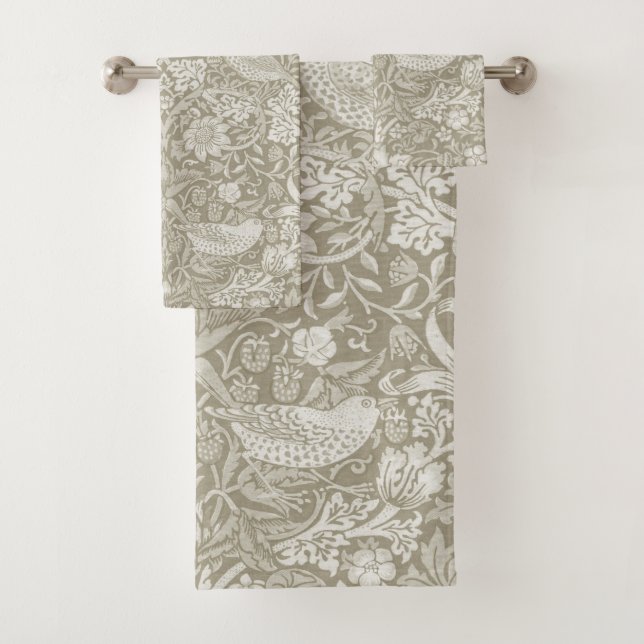 Strawberry Thief Ivory, William Morris Badhandtuch Set (Insitu)