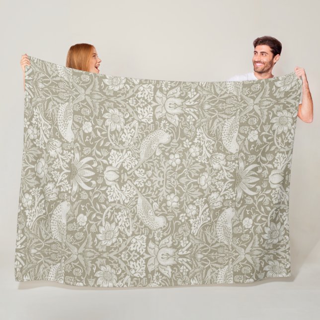 Strawberry Thief Ivory, William Morris Fleecedecke (Beispiel)