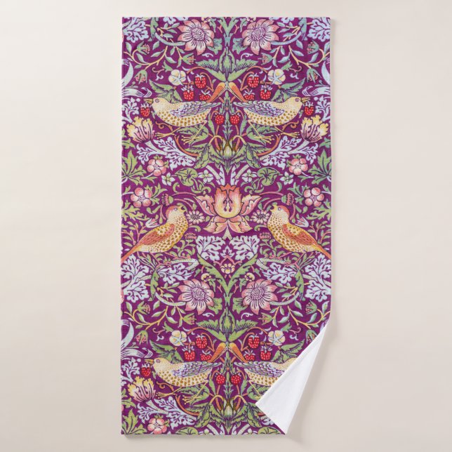 Strawberry Thief Red, William Morris Badehandtuch (Badehandtuch)
