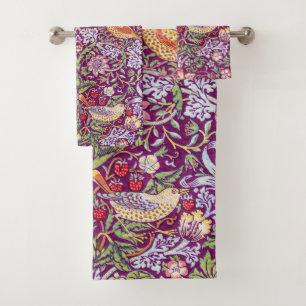 Strawberry Thief Red, William Morris Badhandtuch Set