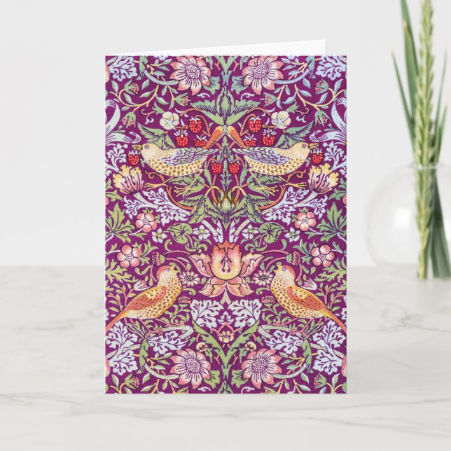 Strawberry Thief Red, William Morris Karte (Vorderseite)