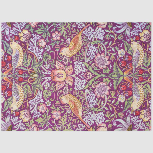 Strawberry Thief Red, William Morris Seidenpapier (Vorderseite)