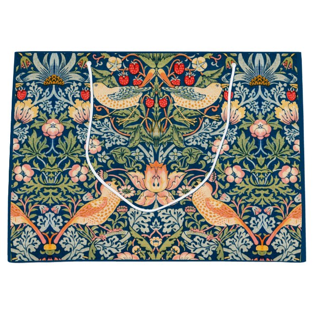 Strawberry Thief (von William Morris) Große Geschenktüte (Vorderseite)