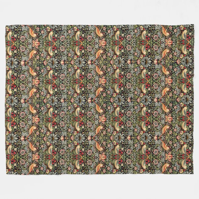 Strawberry Thief William Morris Fleecedecke (Vorderseite (Horizontal))
