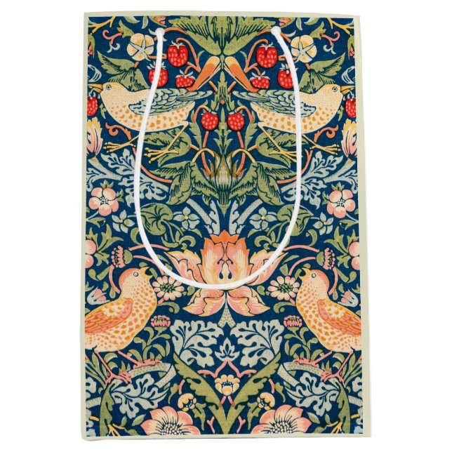 Strawberry Thief William Morris Geschenktasche Mittlere Geschenktüte (Vorderseite)