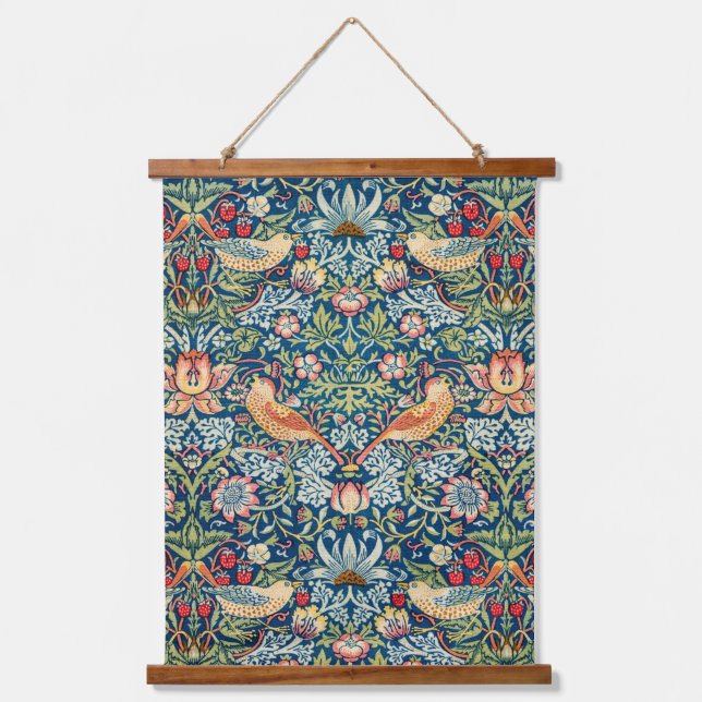 Strawberry Thief, William Morris Wandteppich Mit Holzrahmen (Vorderseite)