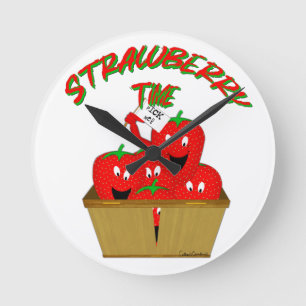Strawberry Time! Runde Wanduhr