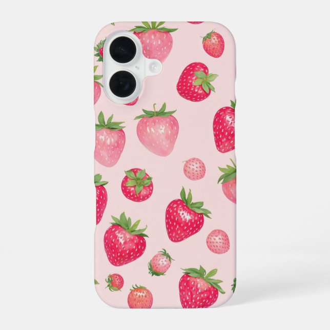 Strawberry Time Sweet Berry Pattern Phone Case iPhone 16 Hülle (Rückseite)