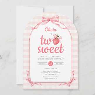 Strawberry Two Sweet Girl 2nd Birthday Arch Einladung