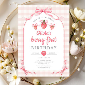 Strawberry Two Sweet Girl 2nd Birthday Einladung
