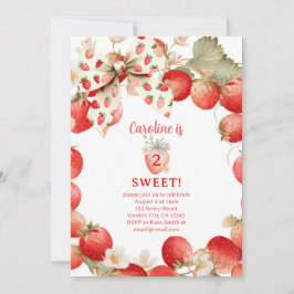 Strawberry Two Sweet Girls Berry Second Birthday Einladung