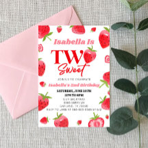 Strawberry Two Sweet Pink Red 2. Geburtstag Party