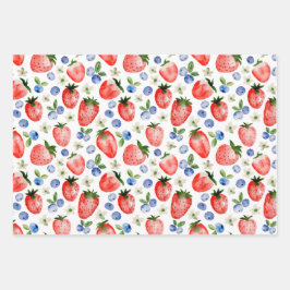 Strawberry und Blueberry Muster Geschenkpapier Set