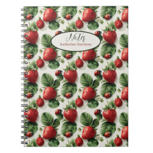 Strawberry und Ladybug Seamless Pattern Notizblock