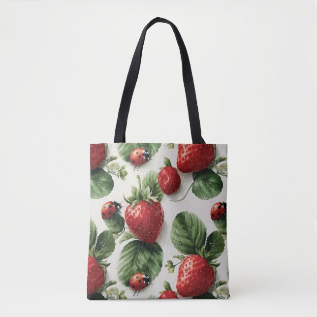 Strawberry und Ladybug Seamless Pattern Tasche (Vorderseite)