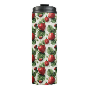 Strawberry und Ladybug Seamless Pattern Thermosbecher