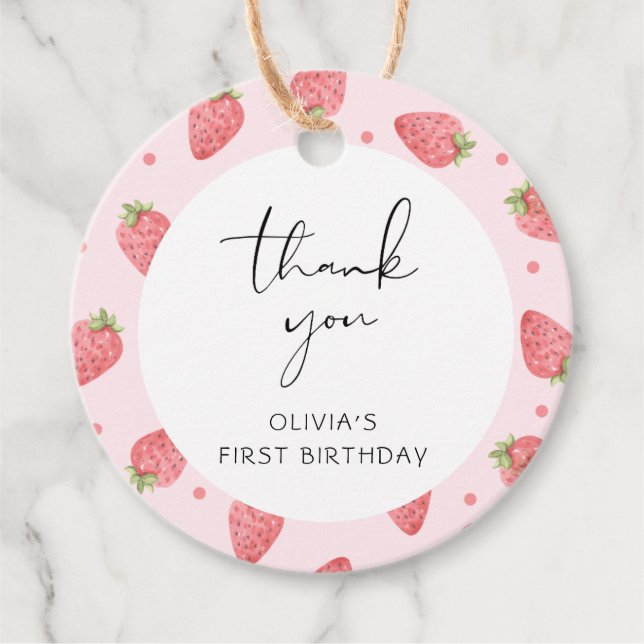 Strawberry Vielen Dank Berry Favor Geschenkartikel Geschenkanhänger (Vorderseite)