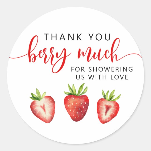 Strawberry Vielen Dank Berry Much Baby Dusche Gefa Runder Aufkleber (Vorderseite)