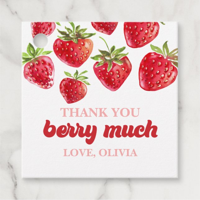 Strawberry Vielen Dank Berry Much Gefallen Geschen Geschenkanhänger (Vorderseite)