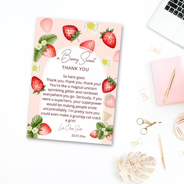 Strawberry vielen Dank Dankeskarte (Strawberry thank you cards strawberries modern arch cute berry sweet thank you)