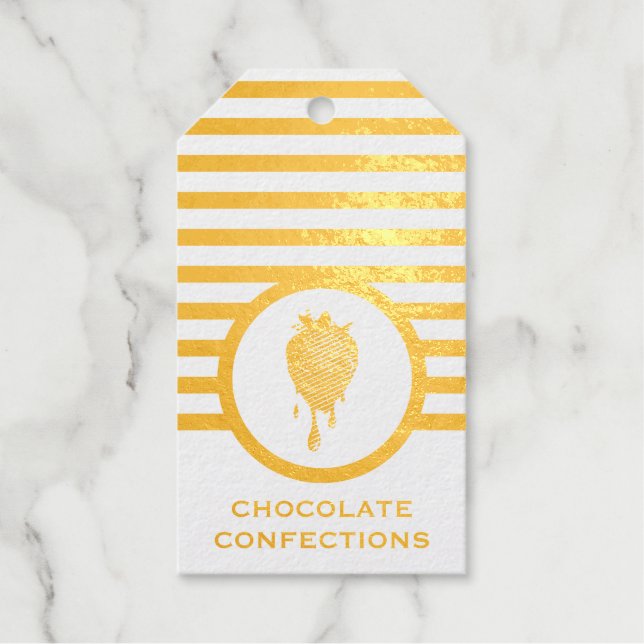 Strawberry-Visitenkarte für gestreifte Chic Chocol Geschenkanhänger (Vorderseite)