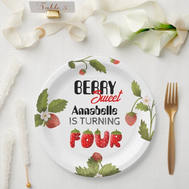 Strawberry Vurth Geburtstag Pappteller (Hochzeit)