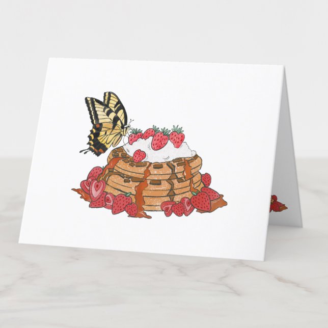 Strawberry-Waffeln und Schmetterlingskunst-Leere Dankeskarte (Von Creator hochgeladen)