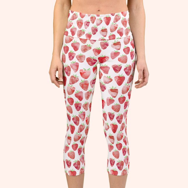 Strawberry Watercolor Capri Leggings (Von Creator hochgeladen)