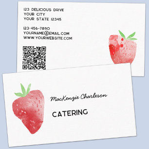 Strawberry Watercolor Catering Services QR-Code Visitenkarte