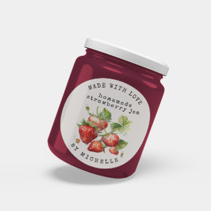 Strawberry Watercolor Jam Label Canning Sticker