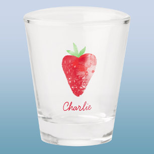 Strawberry Watercolor Personalisierter Individuell Schnapsglas