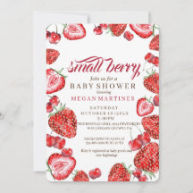 Strawberry Watercolor Script Girl Baby Dusche