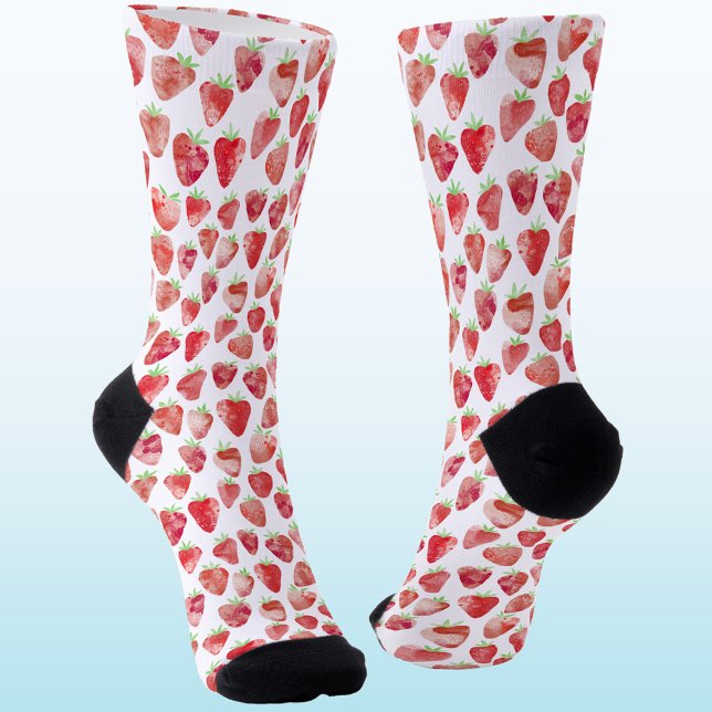Strawberry Watercolor Socken (Strawberry strawberries watercolor pattern socks for a cook, chef or foodie)