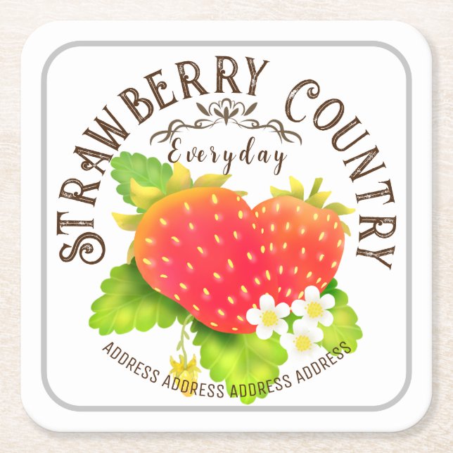 Strawberry White Rechteckiger Pappuntersetzer (Vorderseite)