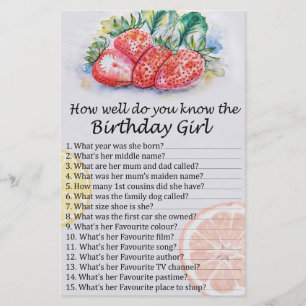 Strawberry Wie gut kennen Sie das Geburtstagsmädch