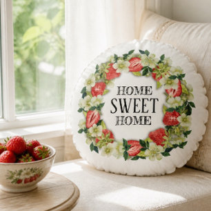 Strawberry Wreath Zuhause Sweet Zuhause Rundki Rundes Kissen