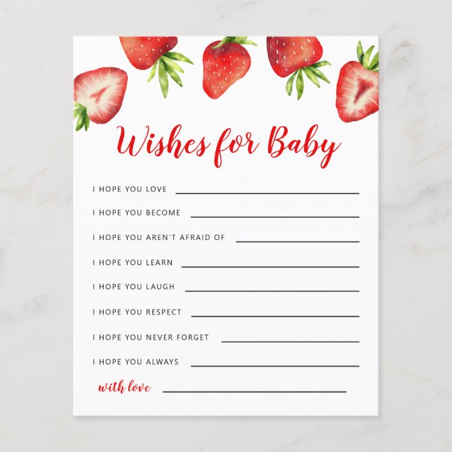 Strawberry wünscht eine Babykarte (Vorderseite)