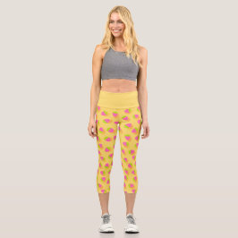 Strawberry Yellow Capri Leggings