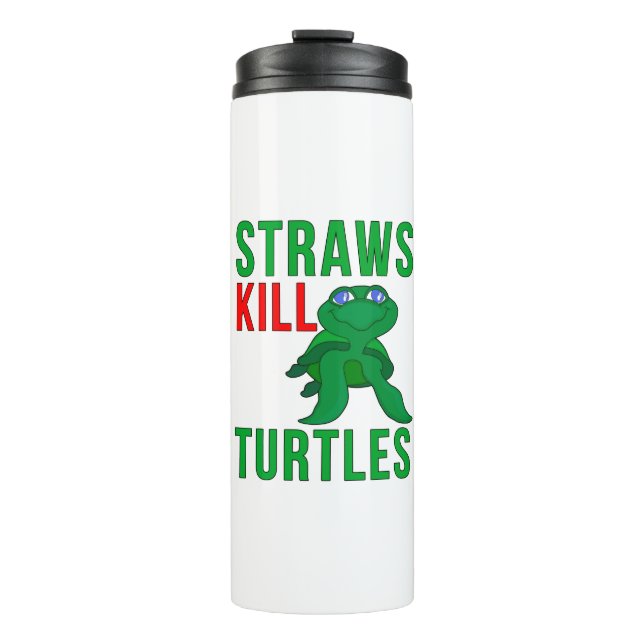 Straws Kill Turtles Thermosbecher (Vorderseite)