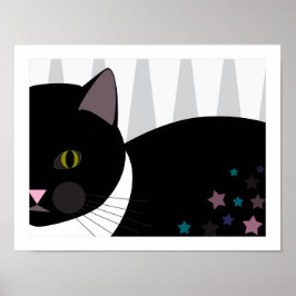 Stray Cat | Abstrakte Kunst | Schwarz, Grau und We Poster