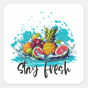 Stray Fresh - Sommer - tropische Wasserfarben Quadratischer Aufkleber