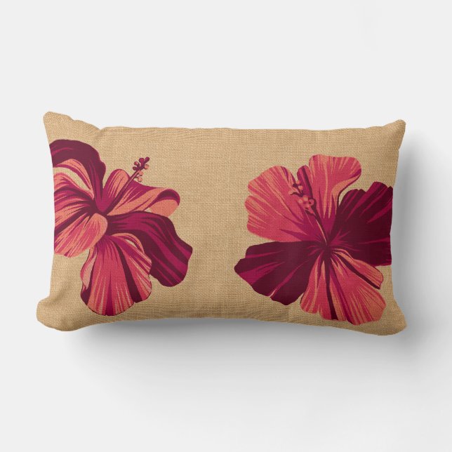 Streaky Hawaiian Hibisken FauxLinen Lumbar Pillows Lendenkissen (Vorderseite)