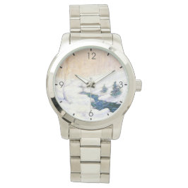 Stream in einer Schneewinterlandschaft (Weihnachts Armbanduhr