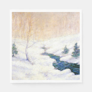 Stream in einer Schneewinterlandschaft (Weihnachts Serviette