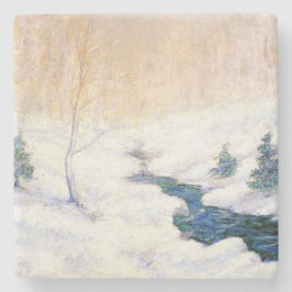 Stream in einer Schneewinterlandschaft (Weihnachts Steinuntersetzer