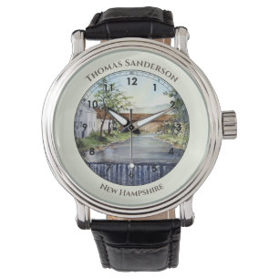 Stream New England Landscape Wasserfarben Malerei Armbanduhr