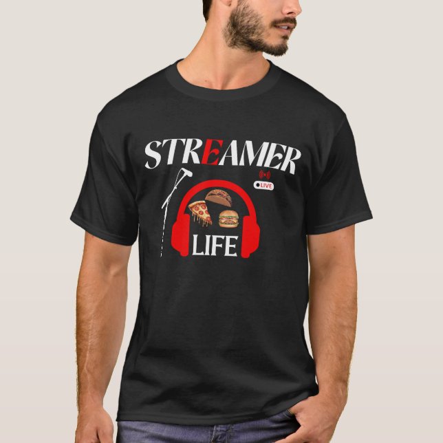 Streamer-Leben: Streams & Snacks T-Shirt (Vorderseite)