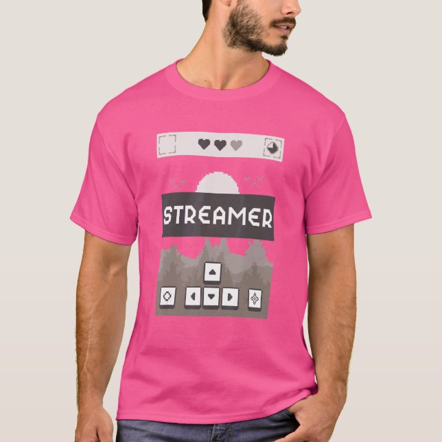 Streamers Indie Retro Pixel Graphics Game T-Shirt (Vorderseite)