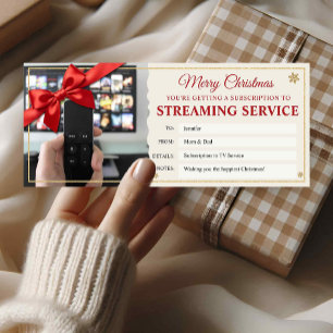 Streaming-Dienst Weihnachts-Geschenkgutschein Kart Einladung