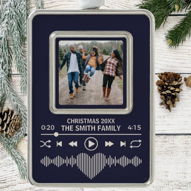 Streaming Music Player Blue Foto Holiday Rahmen-Ornament Silber (Von Creator hochgeladen)